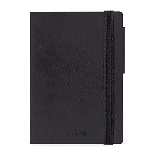 Legami - Small Wochenplaner mit Notebook, 18 Monate, Juli 2023 Dezember 2024, Wochendetails auf der linken Seite, Platz zum Schreiben auf der rechten Seite, 9,5 x 13,5 cm, Black Onyx