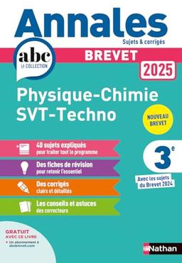 Physique chimie, SVT, techno 3e : brevet 2025 : nouveau brevet