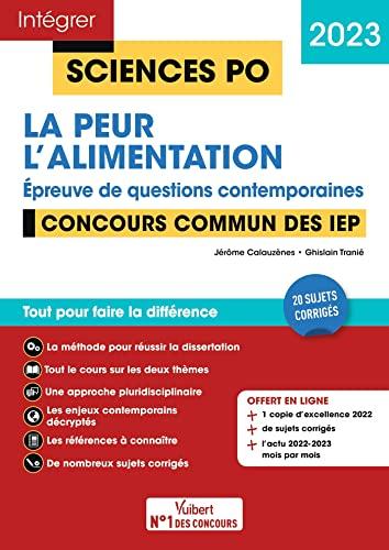 La peur, l'alimentation : épreuve de questions contemporaines : concours commun des IEP, 2023