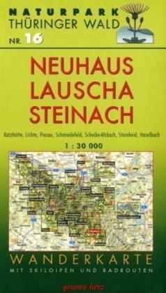 Wanderkarte Neuhaus, Lauscha, Steinach: Mit Katzhütte, Lichte, Piesau, Schmiedefeld, Steinheid, Haselbach und Scheibe-Alsbach. Mit Skiloipen und Radrouten. Maßstab 1:30.000.