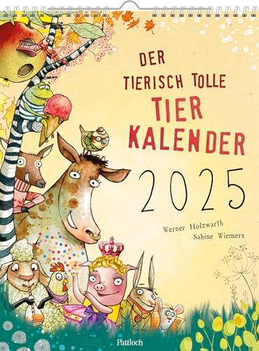 Wandkalender 2025: Der tierisch tolle Tierkalender: Kinderkalender mit 12 lustigen Tiergedichten und -bildern ab 4 Jahren