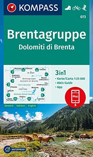 KOMPASS Wanderkarte 073 Brentagruppe / Dolomiti di Brenta 1:25.000: 3in1 Wanderkarte mit Aktiv Guide inklusive Karte zur offline Verwendung in der KOMPASS-App. Fahrradfahren. Skitouren.