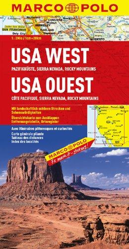 MARCO POLO Kontinentalkarte USA West, Pazifikküste, Sierra Nevada, Rocky Mountains 1:2 Mio.: Mit landschaftlich schönen Strecken und ... Ausklappen, Entfernungstabelle, Ortsregister