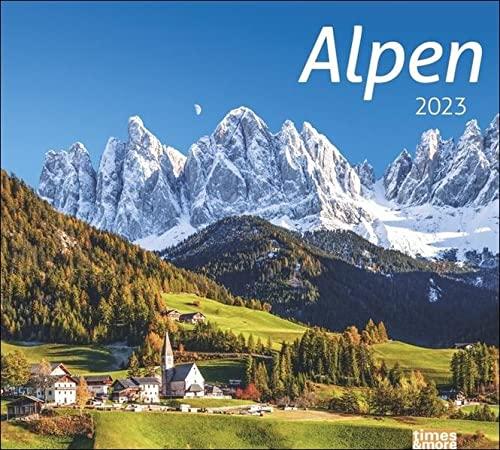 Alpen Bildkalender 2023 - times&more Reise-Kalender - Wandkalender mit Monatskalendarium - 30 x 27 cm