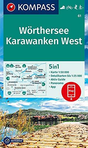 KOMPASS Wanderkarte Wörthersee, Karawanken West: 5in1 Wanderkarte 1:50000 mit Panorama, Aktiv Guide und Detailkarten inklusive Karte zur offline ... Langlaufen. (KOMPASS-Wanderkarten, Band 61)