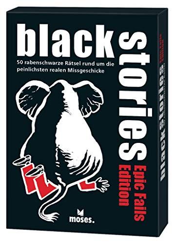 black stories Epic Fails Edition | 50 rabenschwarze Rätsel rund um die peinlichsten realen Missgeschicke | Das Krimi Kartenspiel