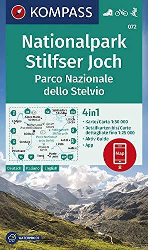 KOMPASS Wanderkarte Nationalpark Stilfserjoch, Parco Nazionale dello Stelvio: 4in1 Wanderkarte 1:50000 mit Aktiv Guide und Detailkarten inklusive ... in der KOMPASS-App. Fahrradfahren. Skitouren.