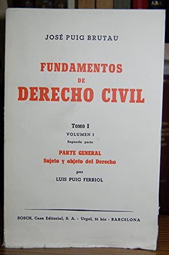 Sujeto y objeto del Derecho: Tomo 1 - Vol. 1. Sujeto y objeto del Derecho. Textos del Prof. L. Puig Ferriol. 2 vols