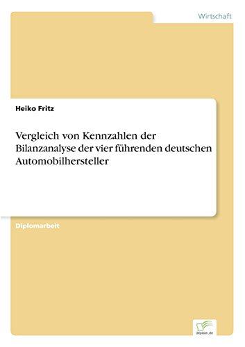 Vergleich von Kennzahlen der Bilanzanalyse der vier führenden deutschen Automobilhersteller