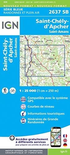 ST.Chély-d'Apcher.Saint-Amans 1:25 000: Compatible avec le systéme GPS / Courbes de niveau / Informations touristiques / Itinéraires de Grande Randonnée