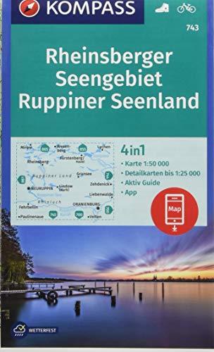 Rheinsberger Seengebiet, Ruppiner Seenland: 4in1 Wanderkarte 1:50000 mit Aktiv Guide und Detailkarten inklusive Karte zur offline Verwendung in der ... (KOMPASS-Wanderkarten, Band 743)