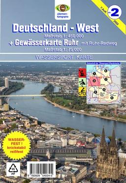 Wassersport-Wanderkarte / Deutschland-West mit Gewässerkarte Ruhr: Kanu-und Rudersportgewässer / Maßstab 1: 450 000, Ruhr: 1: 75 000 (Wassersport-Wanderkarte: Kanu-und Rudersportgewässer)