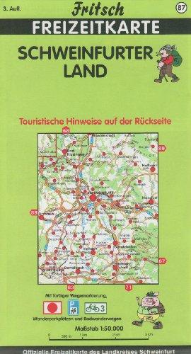 Fritsch Karten, Nr.87, Landkreis Schweinfurt: Touristische Hinweise auf der Rückseite. Mit farbiger Wegemarkierung, Wanderparkplätzen und Radwanderwegen