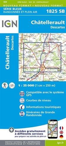 Chatellerault Descartes 1 : 25 000 Carte Topographique Serie Bleue Itineraires de Randonnee