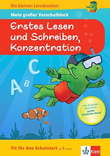 Klett Die kleinen Lerndrachen: Fit für den Schulstart: Mein großer Vorschulblock Erstes Lesen und Schreiben, Konzentration: Vorschule ab 5 Jahren