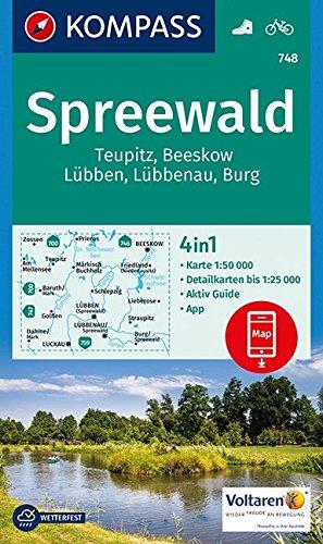 Spreewald, Teupitz, Beeskow, Lübben, Lübbenau, Burg: 4in1 Wanderkarte 1:50000 mit Aktiv Guide und Detailkarten inklusive Karte zur offline Verwendung ... (KOMPASS-Wanderkarten, Band 748)