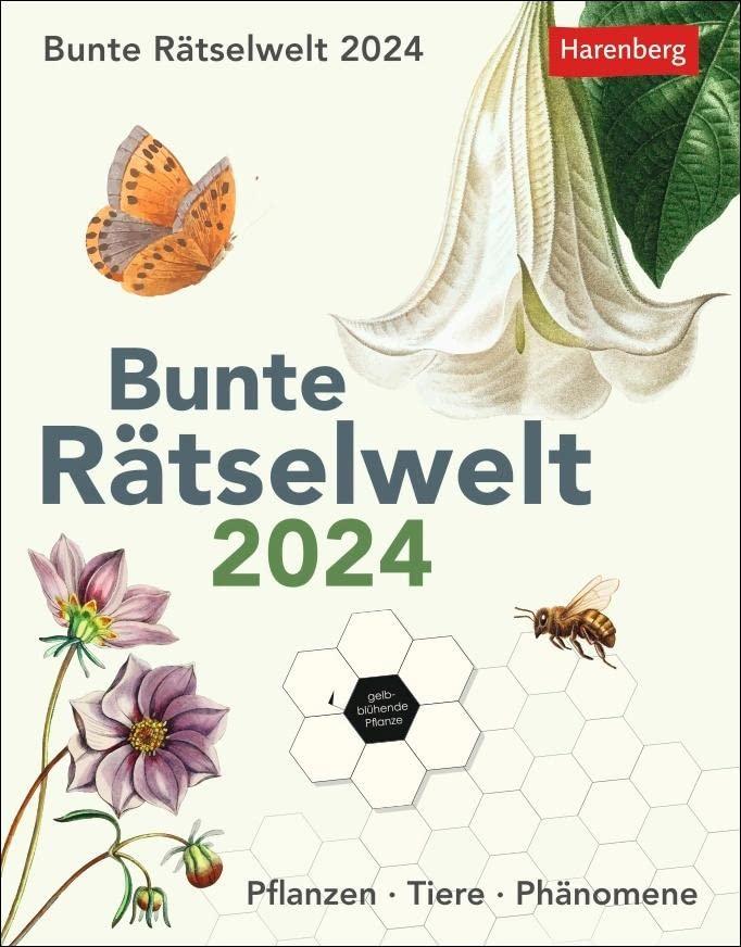 Bunte Rätselwelt Tagesabreißkalender 2024: Pflanzen, Tiere, Phänomene