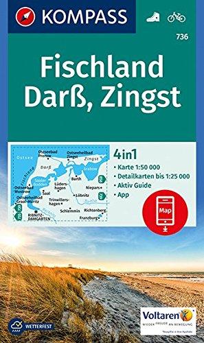 Fischland, Darß, Zingst: 4in1 Wanderkarte 1:50000 mit Aktiv Guide und Detailkarten inklusive Karte zur offline Verwendung in der KOMPASS-App. Fahrradfahren. (KOMPASS-Wanderkarten, Band 736)