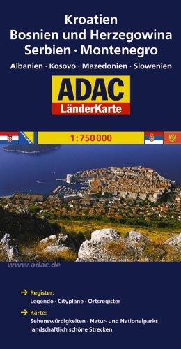 ADAC Länderkarte Kroatien, Bosnien und Herzegowina, Serbien, Montenegro 1:650.000