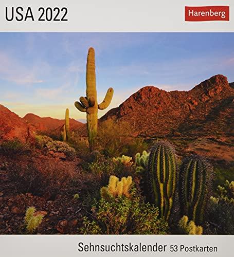 USA Sehnsuchtskalender 2022 - Reisekalender - Postkartenkalender mit Wochenkalendarium - 53 perforierte Postkarten - zum Aufstellen oder Aufhängen - 16 x 17,5 cm: Sehnsuchtskalender, 53 Postkarten