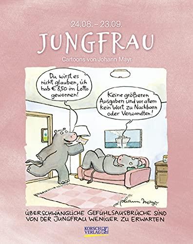 Jungfrau 2022: Sternzeichenkalender-Cartoonkalender als Wandkalender im Format 19 x 24 cm.