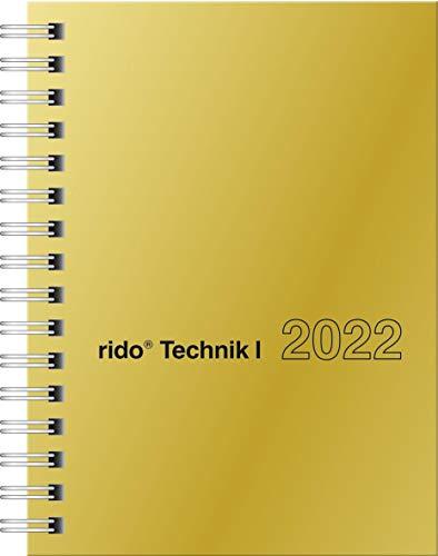 Wochenkalender Modell perfect/Technik I, 2022, Glanzkarton-Einband goldfarben: 2 Seiten = 1 Woche