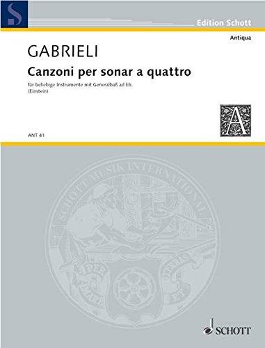 Canzoni: per sonar a quattro. beliebige Instrumente (SATB); Basso continuo ad libitum. Partitur. (Antiqua)