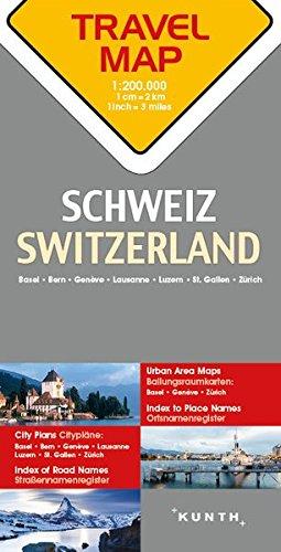 Reisekarte Schweiz 1:200.000: Travel Map Switzerland