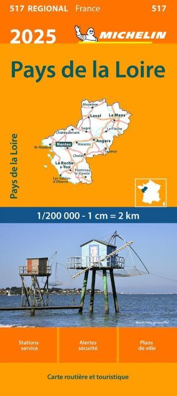 PAYS DE LA LOIRE 10517 2025: wegenkaart schaal 1:200.000 (Regionale kaarten Michelin)