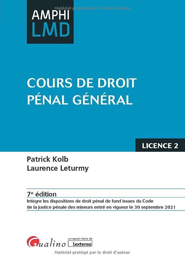 Cours de droit pénal général : licence 2