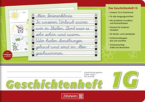 Brunnen Geschichtenheft Klasse 1 (A5, 16 Blatt, Lineatur 1G) querformat