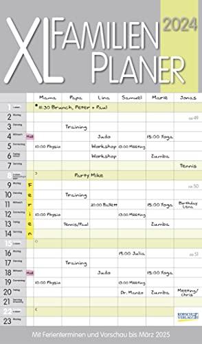 XL Familienplaner Pastell 2024: Familienkalender mit 6 breiten Spalten. Hochwertiger Familientimer mit Ferienterminen, extra Spalte, Vorschau bis März 2025 und nützlichen Zusatzinformationen.