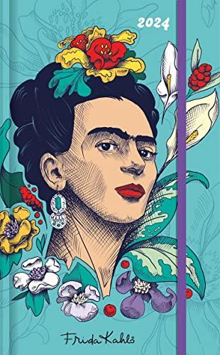 Frida Kahlo Wochen-Notizkalender groß 2024 - Taschen-Kalender 13x21 cm - mit Verschlussband & Falttasche - Weekly