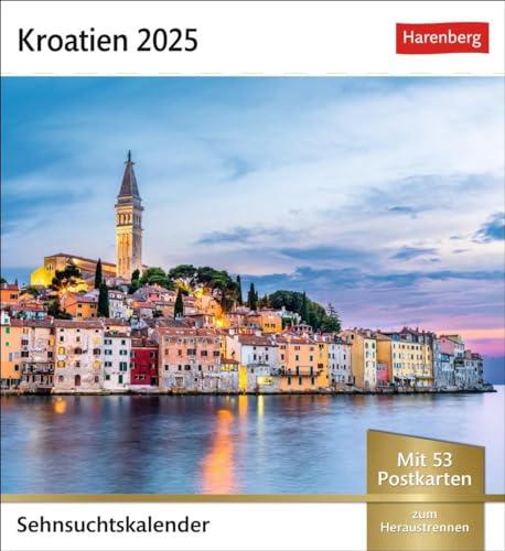 Kroatien Sehnsuchtskalender 2025 - Wochenkalender mit 53 Postkarten: Malerische Orte und die schönsten Landschaften Kroatiens im ... oder Aufhängen (Sehnsuchtskalender Harenberg)