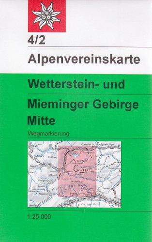 DAV Alpenvereinskarte 04/2 Wetterstein Mieminger Gebirge Mitte 1 : 25 000 Wegmarkierungen: Topographische Karte