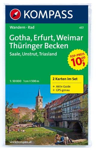 Gotha - Erfurt - Weimar - Thüringer Becken - Naturpark Saale-Unstrut-Triasland: Wanderkarten-Set mit Aktiv Guide in der Schutzhülle. GPS-genau. 1:50000