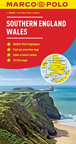 Marco Polo Southern England Wales: With Scenic Routes and Places of Interest, Fold-out Overview Map, Distance Table, Index of Place Names, City Maps London, Cardiff (Marco Polo Maps)