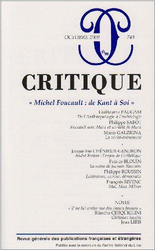 Critique, n° 749. Michel Foucault : de Kant à Soi