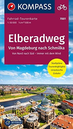 KOMPASS Fahrrad-Tourenkarte Elberadweg 1, 1:50000: Von Schmilka nach Magdeburg, Leporello Karte, reiß.- und wetterfest