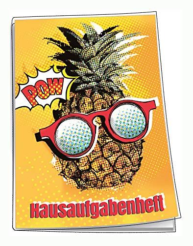 Trötsch Verlag 201831N - Hausaufgabenheft DIN A5, Ananas, 96 Seiten, mit Klarsichtumschlag