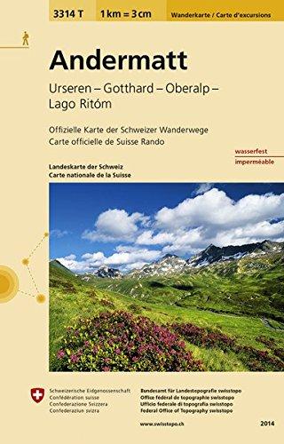 3314T Andermatt Wanderkarte: Urseren - Gotthard - Oberalp - Lago Ritóm (Wanderkarten 1:33 333)