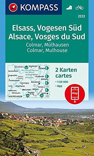 Elsass, Vogesen Süd, Alsace, Vosges du Sud, Colmar, Mülhausen, Mulhouse: 2 Wanderkarten 1:50000 im Set inklusive Karte zur offline Verwendung in der ... (KOMPASS-Wanderkarten, Band 2222)