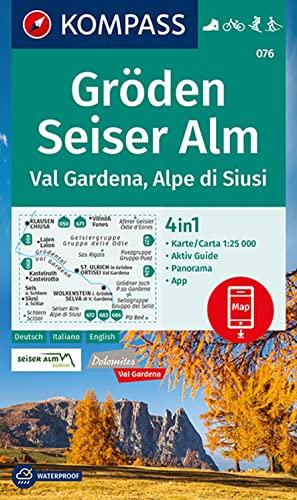 KOMPASS Wanderkarte 076 Gröden, Seiser Alm, Val Gardena, Alpe di Siusi 1:25000: 4in1 Wanderkarte mit Panorama und Aktiv Guide inklusive Karte zur ... Langlaufen. (KOMPASS-Wanderkarten, Band 76)