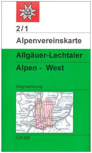 DAV Alpenvereinskarte 02/1 Allgäuer - Lechtaler Alpen - West 1 : 25 000: Topographische Karte. Wegmarkierung