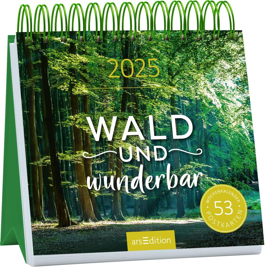 Postkartenkalender Wald und wunderbar 2025: Wochenkalender 2025, 53 Postkarten für Ruhe und innere Stärke