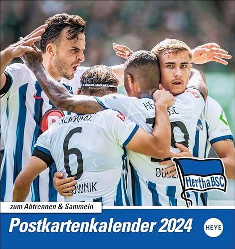 Hertha BSC Postkarten-Kalender 2024. Fußball-Fans aufgepasst! Der kleine Kalender zum Aufstellen oder Aufhängen mit Postkarten zum Sammeln und Verschicken. Must Have für jeden Hertha-Fan.