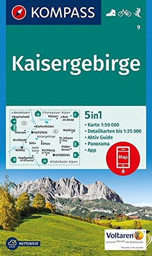 Kaisergebirge: 5in1 Wanderkarte 1:50000 mit Panorama, Aktiv Guide und Detailkarten inklusive Karte zur offline Verwendung in der KOMPASS-App. Fahrradfahren. Skitouren. (KOMPASS-Wanderkarten, Band 9)