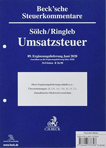 Umsatzsteuergesetz 89. Ergänzungslieferung: Rechtsstand: Juni 2020