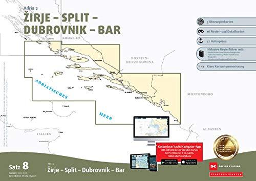 Sportbootkarten Satz 8: Adria 2 (Ausgabe 2021/2022): Zirje - Split - Dubrovnik - Bar