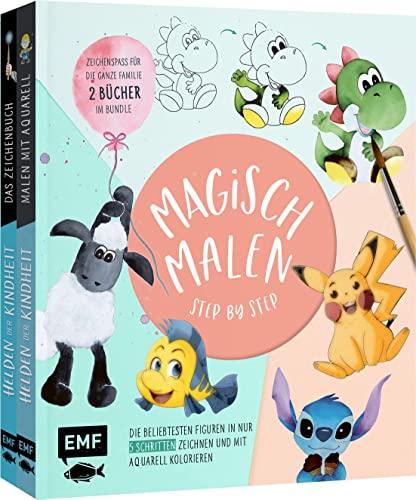 Magisch malen Step by Step – Die beliebtesten Figuren aus TV und Kino in nur 5 Schritten zeichnen und mit Aquarell kolorieren: Zeichenspaß für die ganze Familie: Zwei Bücher im Bundle